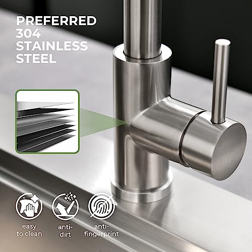 VFAUOSIT Touchless Kitchen Faucet with Pull Down Sprayer, Brushed Nickel | 3 Spray Modes, cUPC/CEC Certified, SUS304 Steel, Fingerprint-Resistant Finish, Ceramic Disc Valve, Single-Handle Control - color: Brushed Nickel-03