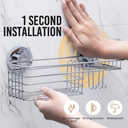Shower Caddy Suction Cup Shower Shelves Shower Holder，Silver | No Drill, Heavy Duty, Small, Wall Mount, Soap Holder, Shampoo Holder - color: 1 X Silver