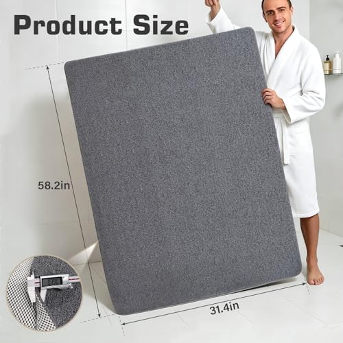 58x44 Extra Large Shower Mat, Non Slip Shower Mats for Inside Shower, Bathtub Mat Non Slip, Soft PVC Loofah Anti Slip Shower Stall Mat for Bathroom & Wet Area, Quick Drying, Grey - color: Gray