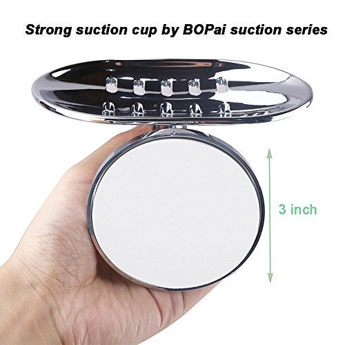 BOPai Elegant Suction Cup Soap Dish, Chrome | Repositionable & Powerful Vacuum Suction