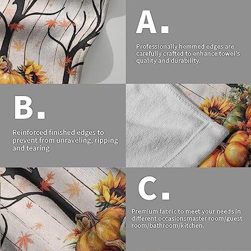 Giwawa Autumn Pumpkin Hand Towels Buffalo Check Bathroom Towel Set of 2 Kitchen Dish Towel Soft Small Bath Guest Towel for Hotel Spa Gym Sport - color: Autumn Pumpkin