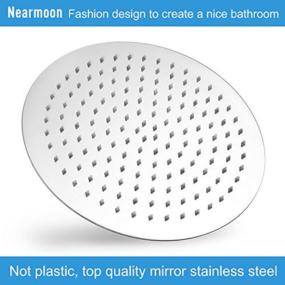 NearMoon Rain Shower Head, Ultra-Thin Design-Pressure Boosting, Awesome Some Experience, High Flow Stainless Steel Rainfall Head (12 Inch, Chrome Finish) - color: Chrome Finish, size: 12 Inch