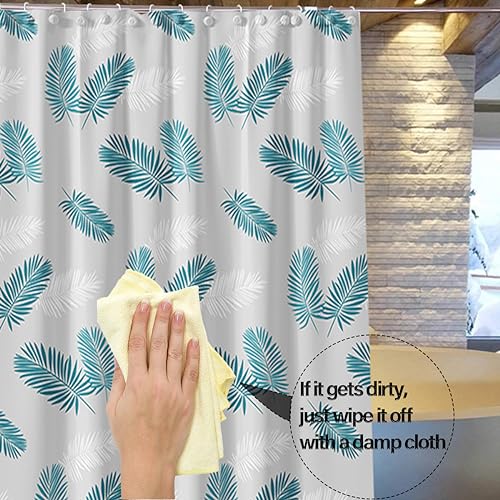 Plastic Shower Liner - Premium PEVA 4G Shower Curtain Liner with Rustproof Grommets and 3 Weighted Magnets, Waterproof Shower Curtains for Bathroom (Green Feather) - color: Green Feather, size: 71"W x 71"L (Pack of 1)