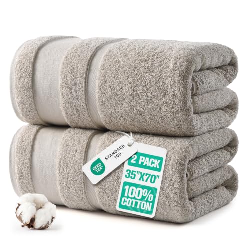 REDKISS 2 Pack Bath Towels Set, 35 X 70 Inches Oversized Bath Sheets, Camel | 100% Cotton, Ultra Soft, Super Absorbent, Quick Dry Large Bathroom Towels for Bathroom, Gym, Spa, Pool, Hotel & Family Use - color: Camel