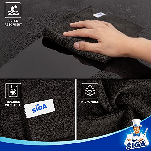 MR.SIGA Microfiber Cleaning Cloths, Streak Free Microfiber Towels, 12 Pack | All-purpose microfiber cloths, ultra absorbent, reusable household cleaning towels, Black, 32 x 32 cm(12.6 x 12.6 inch) - color: Black