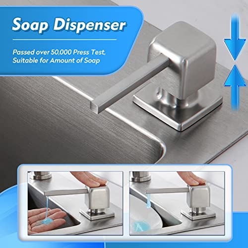 CREA Soap Dispenser for Kitchen Sink, Kitchen Soap Dispenser Brushed Nickel Square Built in Sink Soap Dispenser for Bathroom with 17 OZ Bottle - color: Brushed Nickel, style: Square