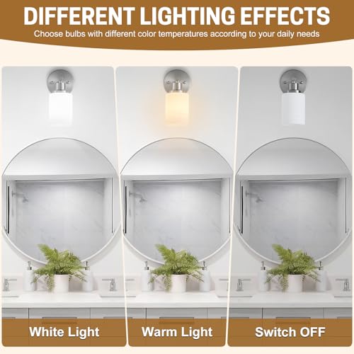 2-Pack 1-Light Vanity Lights, Brushed Nickel Bathroom Light Fixture with Textured Milky White Glass Shade, E26 Modern Vanity Lighting Fixture for Bathroom Wall Sconce - color: Nickel, size: 4.7 Inch : 1-Light