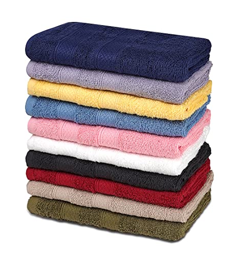 ZUPERIA Classic Hand Towels Pack of 10 (16 x 28 Inches) 100% Ring Spun Cotton Light Weight & Super Absorbent, Fast Drying Hand Towels for Bathroom, Hotels, Travel and Spa (Assorted) - size: Hand Towels, 10 Pack (16"x28")