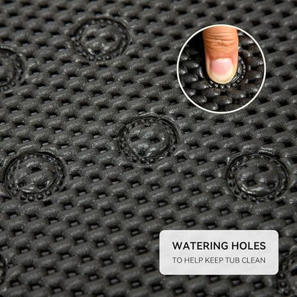 Bathtub Mat Non Slip, Soft Foam Bath Mat for Tub, Bathtub Mat with Drain Holes, Suction Cups Shower Mat (Black, 36''X17'') - color: Black