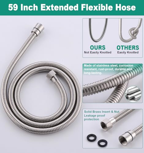 Shower Slide Bar with Handheld Shower Head Brass Adjustable Height Wall-mounted Retro Shower Head Holder with 59 inch Hose for Bathroom,Brushed Nickel - color: Brushed Nickel