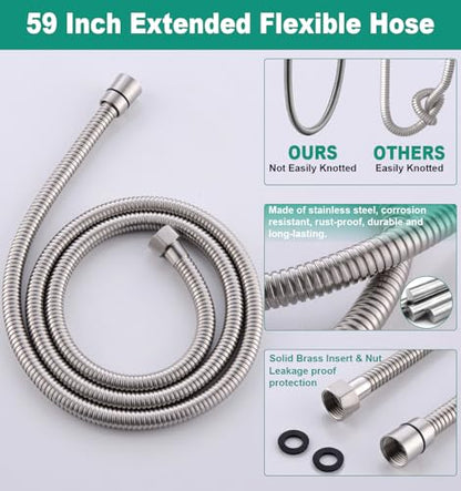 Shower Slide Bar with Handheld Shower Head Brass Adjustable Height Wall-mounted Retro Shower Head Holder with 59 inch Hose for Bathroom,Brushed Nickel - color: Brushed Nickel