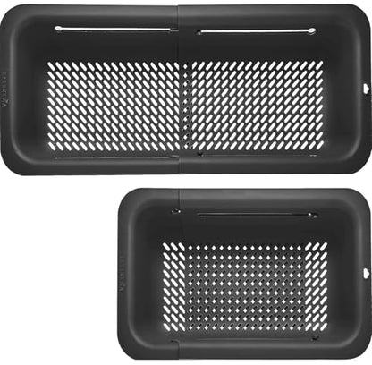 LASSHSWA Collapsible Colander for Kitchen, Over the Sink Strainer Basket for Kitchen, Fruit Pasta Food Strainer Expandable Plastic Colander BPA Free (Black) - color: Black
