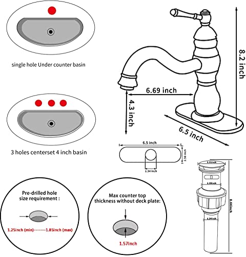 Matte Black Bathroom Faucet GGStudy 360° Swivel Bathroom Vanity Faucet Single Handle One Hole Black Bathroom Sink Faucet Basin Matching Pop Up Drain with Overflow - color: Black, size: Short
