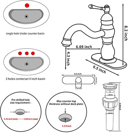 Matte Black Bathroom Faucet GGStudy 360° Swivel Bathroom Vanity Faucet Single Handle One Hole Black Bathroom Sink Faucet Basin Matching Pop Up Drain with Overflow - color: Black, size: Short