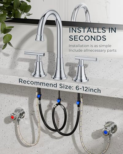 FORIOUS 8 in Widespread Chrome Bathroom Faucet 3 Hole, Chrome Faucet Vanity | 8 Inch Widespread Bathroom Faucet 3 hole Vanity and 4 Inch Bathroom Faucet Centerset 2 Hole for B2B Commercial, Spare Aerator - color: Chrome, style: Modern