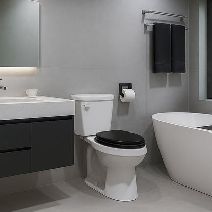 Toilet Seat, Slow Close, Soft Touch, Ultra-Smooth Matte Finish (No Orange-Peel Texture), Premium Moulded Wood, Quick Release, PIKLiDS (Black, Elongated) - color: Black, size: Elongated