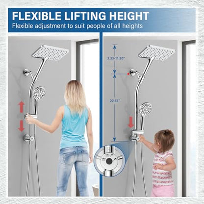 Rain Shower Head with Handheld High Pressure rainfall Shower Heads with Handheld Spray Combo,Premium Polished Chrome - color: Premium Polished Chrome