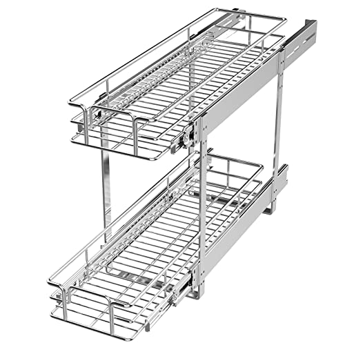 LOVMOR 2 Tier 5½" W x 21½" D, Individual Pull Organizer Kitchen Cabinet Storage Sliding Shelves - color: 2 Tier, size: 5½"W x 21½"D