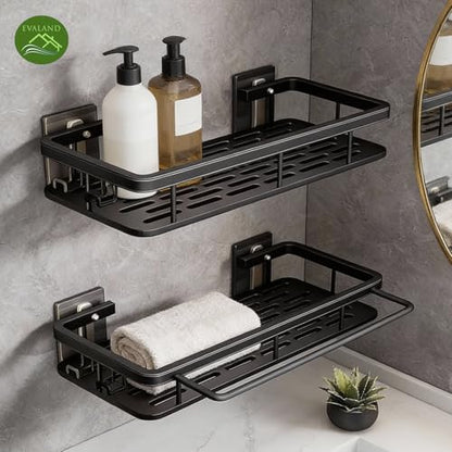 Adhesive Shower Caddy, Rustproof Stainless Steel Bath Organizers With Large Capacity, No Drilling Shelves for Bathroom Storage & Home Decor
