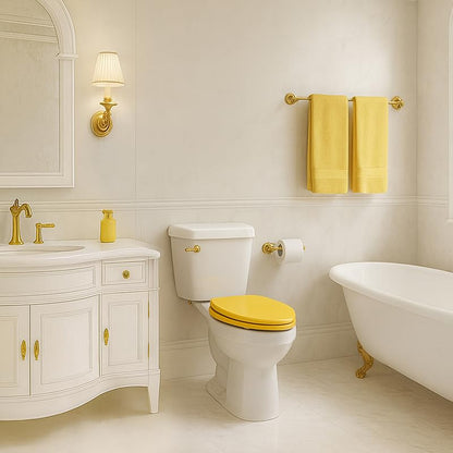 Toilet Seat, Slow Close, Soft Touch, Ultra-Smooth Matte Finish (No Orange-Peel Texture), Premium Moulded Wood, Quick Release, PIKLiDS (Yellow, Round) - color: Yellow, size: Round