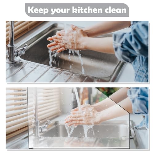 Vesici 2 Pcs Clear Acrylic Sink Splash Guard Freestanding Panel Barrier with Easy Reach Cutaway Kitchen Guard Protective Splatter Barrier for Home Hospital(23.625" Length, 18" Height, 4.5" Base) - size: 23.625" Length, 18" Height, 4.5" Base