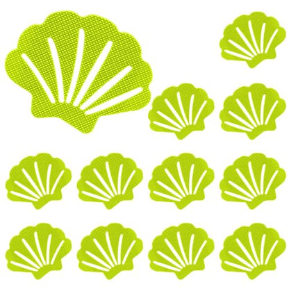 12 Pcs Non Slip Bathtub Stickers Green Adhesive Decals Sea Shell Shape Shower Stickers for Floor, Ladders, Bath Tub, Stairs, Bathroom - color: Green