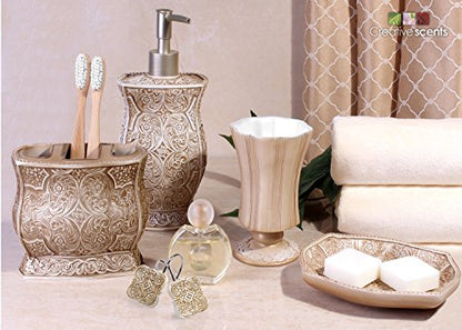 Creative Scents Beige Victoria Shower Curtain Hooks Decorative | Set of 12 | Boho Shower Curtain Rings - style: Shower Curtain Hooks