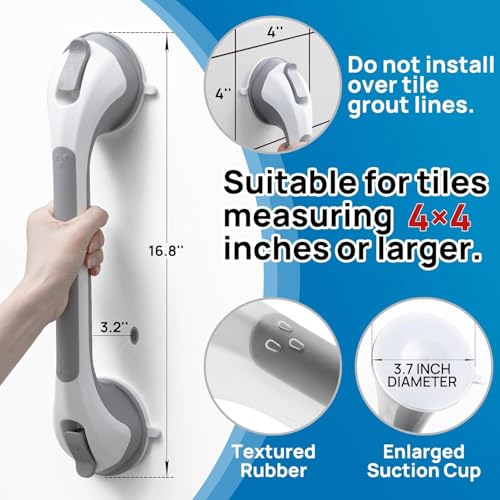 Suction Cup Grab Bar for Shower – Bathroom Safety Handle, Non-Slip Shower Handle for Elderly, Seniors & Handicap Support