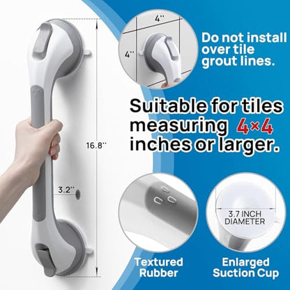 Suction Cup Grab Bar for Shower – Bathroom Safety Handle, Non-Slip Shower Handle for Elderly, Seniors & Handicap Support