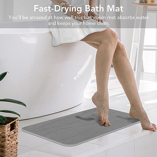 Stone Bath Mat, Diatomaceous Earth Shower Mat, Non-Slip Super Absorbent Quick Drying Bathroom Floor Mat，2 Pack, Grey - color: Gery