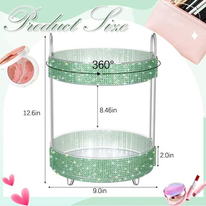 360 Rotating Rhinestone Perfume Organizer,2 Tiers,Resin Diamond,Green - color: Green, size: 2 Tiers, style: Resin Diamond