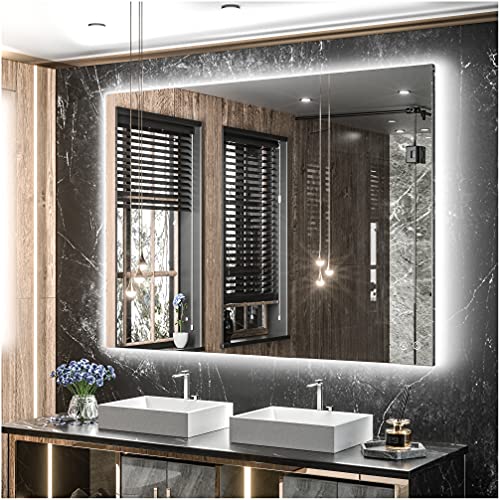 40 x 32 LED Backlit Bathroom Mirror with Light,3Color White/Warm/Natural,Anti-Fog Lighted Mirror,Dimmable,Vanity Mirror,Wall Mounted - color: Backlit-3 Color, size: 32"L x 40"W
