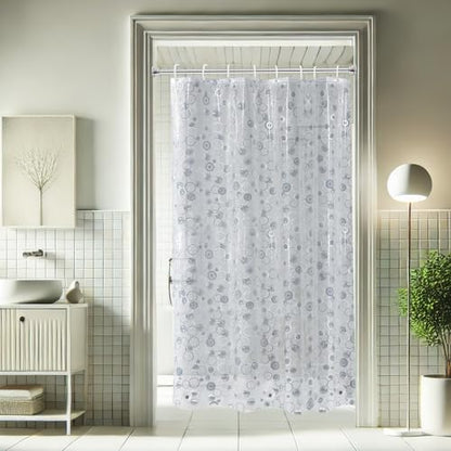AooHome Plastic Small Shower Curtain Liner - EVA 3D Circle Pattern Design Bathroom Shower Curtain with Hooks, Bottom Magnets, 10G Heavy Duty, Water Repellent, Semi Transparent, 48x72 Inch - size: 48"W x 72"L (Pack of 1)