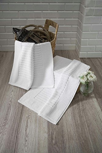 CTT - 2 Piece Bathroom Rugs Set, 100% Cotton Bath Mats, Comfy & Highly Absorbent Bathroom Floor Mats, Machine Washable | 20"x32" (White) - color: White