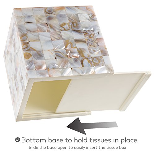 Milano Mother of Pearl Square Resin Tissue Box Cover with Bottom Slider - style: Square Tissue Box Cover