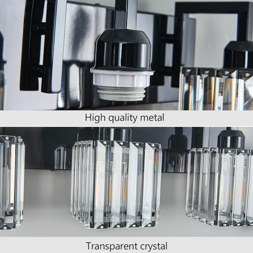 Modern Bathroom Vanity Light 4-Lights Plating Black Vanity Light Crystal Wall Light Bathroom Light Fixtures - color: Plating Black Crooked, size: 4-light