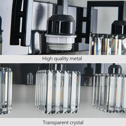 Modern Bathroom Vanity Light 4-Lights Plating Black Vanity Light Crystal Wall Light Bathroom Light Fixtures - color: Plating Black Crooked, size: 4-light