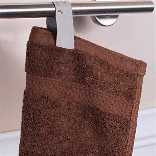 Superior Rayon from Bamboo Cotton Blend 6 Piece Towel Set, for Bathroom, Gym, Spa, Essentials, Includes; 2 Face Towels/Washcloths 13” x 13”, 2 Hand Towels 16” x 30”, 2 Bath Towels 30” x 54”, Cocoa