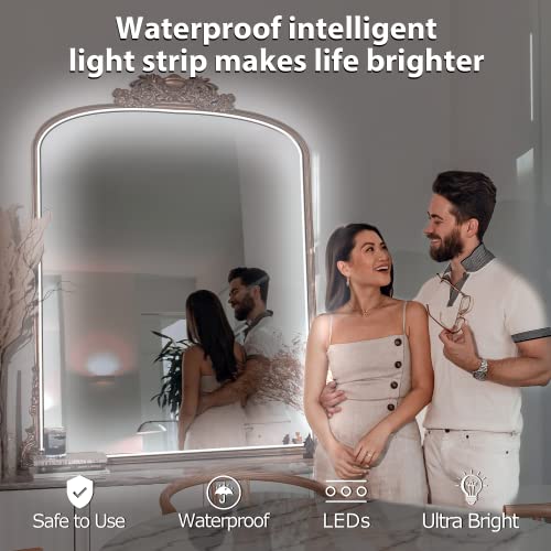 White Mirror Light-16.4ft 600leds Dimmable Hollywood Style Vanity Make Up Light LED Neon Lights (Mirror not Inlcuded) - size: 16.4ft