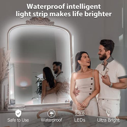 White Mirror Light-16.4ft 600leds Dimmable Hollywood Style Vanity Make Up Light LED Neon Lights (Mirror not Inlcuded) - size: 16.4ft