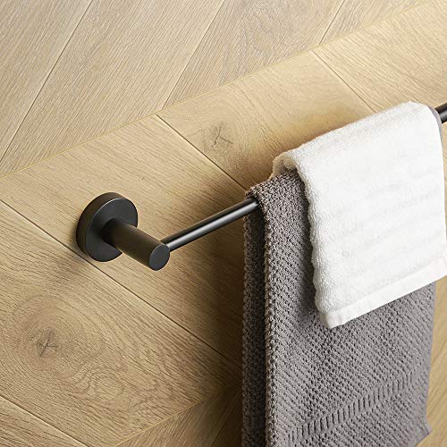 BESy Towel Racks for Bathroom Wall Mounted Bath Towel Bar Matte Black | Adjust 15" to 26" Rustproof, Stainless Steel Towel Holder, Wall Mounted for Bathroom Accessories, Heavy Duty, Space Saving - color: Matte Black