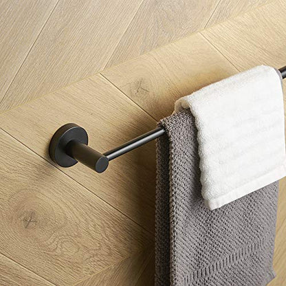 BESy Towel Racks for Bathroom Wall Mounted Bath Towel Bar Matte Black | Adjust 15" to 26" Rustproof, Stainless Steel Towel Holder, Wall Mounted for Bathroom Accessories, Heavy Duty, Space Saving - color: Matte Black