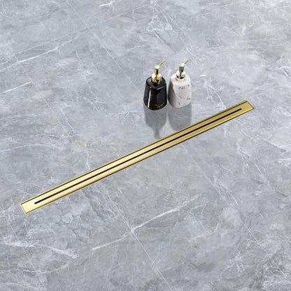 36 Inch Linear Shower Drain, Brushed Gold Shower Drain, Removable Grate, 304 Stainless Steel, Easy to Install and Clean for Bathrooms (Drain Base Not Included) - color: Brushed Gold, size: 36 Inch
