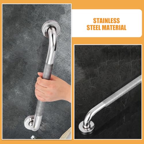 DOITOOL Stainless Steel Non-Slip Grab Bars for Bathroom and Shower, 40cm Textured Bathtub Handrail with Anti-Slip Knurling, Safety Support Rail for Elderly and Disabled Users