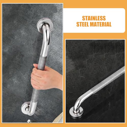 DOITOOL Stainless Steel Non-Slip Grab Bars for Bathroom and Shower, 40cm Textured Bathtub Handrail with Anti-Slip Knurling, Safety Support Rail for Elderly and Disabled Users