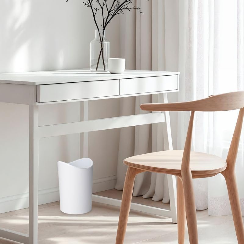 Superio MIni Bathroom Trash Can with Lid, Modern White Mini Waste Bin with Swing Lid (1 1/2 Gallon, 6 Liter) Plastic Garbage Can for Kitchen, Bathroom, Bedroom, Office, Under Desk (1, White) - color: White