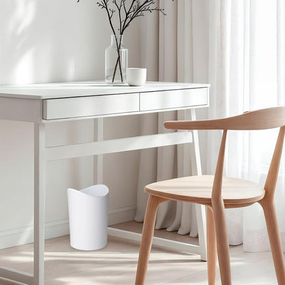 Superio MIni Bathroom Trash Can with Lid, Modern White Mini Waste Bin with Swing Lid (1 1/2 Gallon, 6 Liter) Plastic Garbage Can for Kitchen, Bathroom, Bedroom, Office, Under Desk (1, White) - color: White