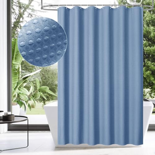 MitoVilla Blue Fabric Shower Curtain, Heavy Weave Textured Shower Curtains for Modern Luxury Bathroom Decor, Weighted Hotel Spa Shower Curtain, 72 x 72, Moonlight Blue - color: Moonlight Blue, size: 72"W x 72"L (Pack of 1)