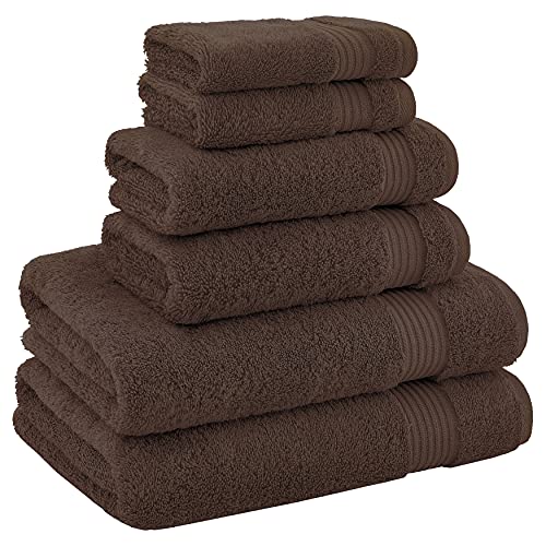 American Veteran Towel, 100% Cotton Turkish 6 Piece Towel Set, Luxury Towels Set of 6 for Bathroom Essentials, 2 Bath Towels 2 Hand Towels 2 Washcloths, Brown - color: Brown, size: XL 6PC
