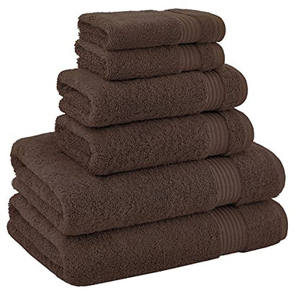 American Veteran Towel, 100% Cotton Turkish 6 Piece Towel Set, Luxury Towels Set of 6 for Bathroom Essentials, 2 Bath Towels 2 Hand Towels 2 Washcloths, Brown - color: Brown, size: XL 6PC